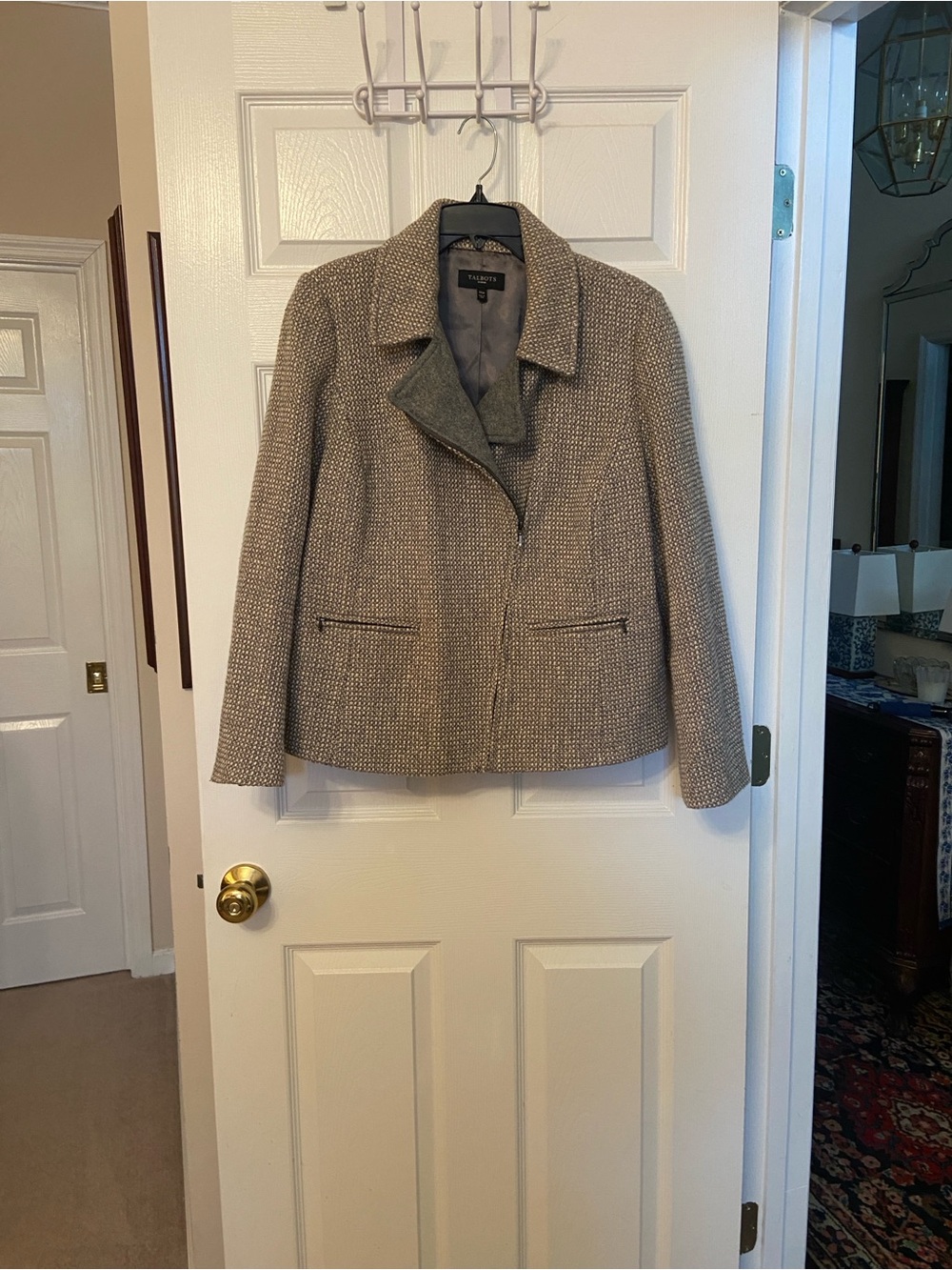 Talbots Women's Tweed Jacket in Taupe and Gray